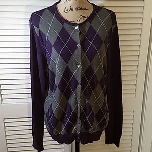 Lands End Argyle Cardigan